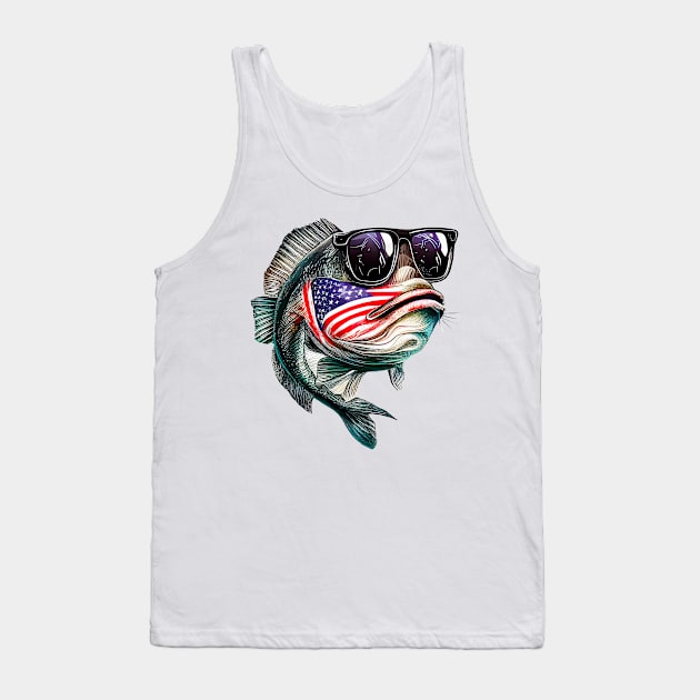 Cool American Bass Fish #2 Tank Top by Chromatic Fusion Studio